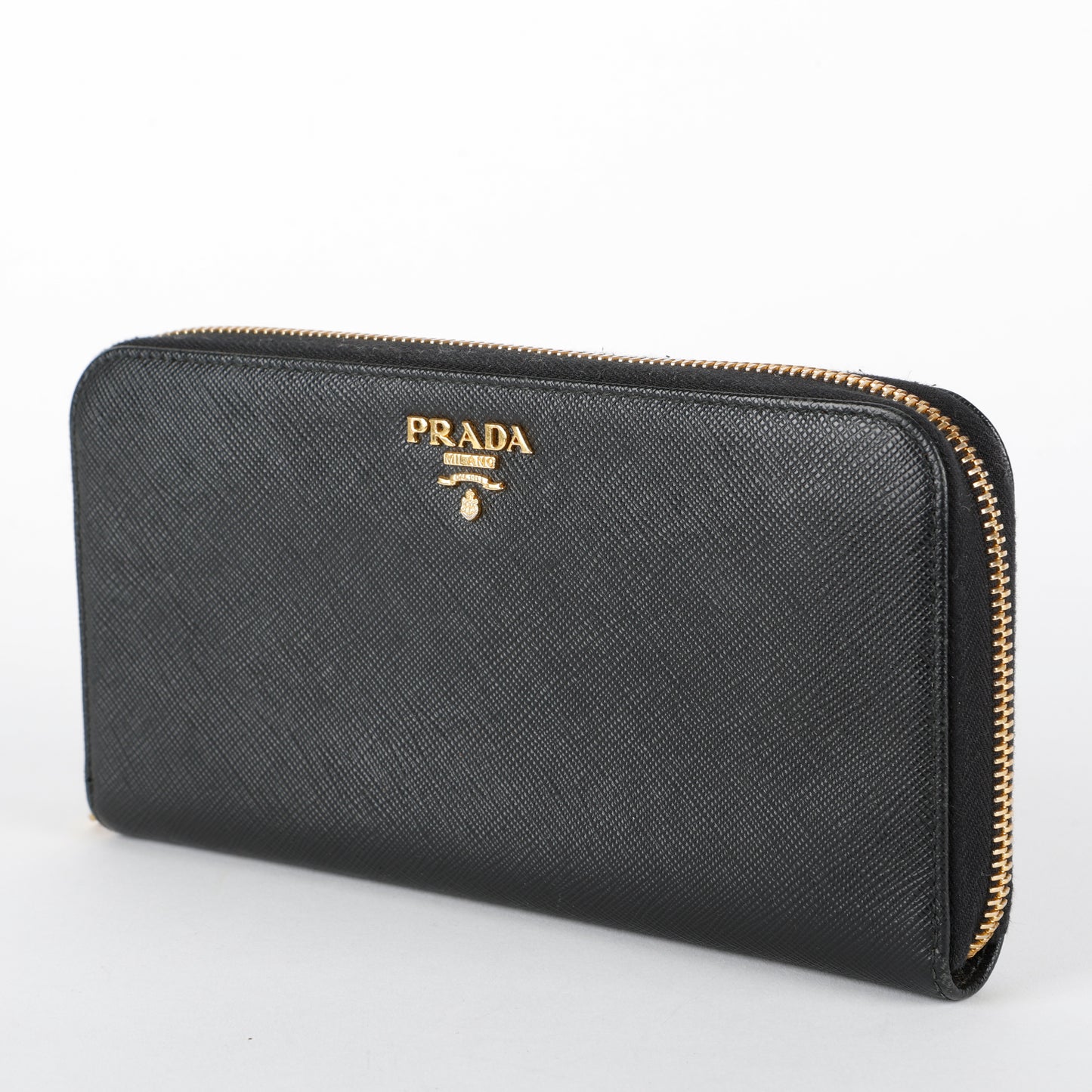 Zip Around Wallet, Black Saffiano