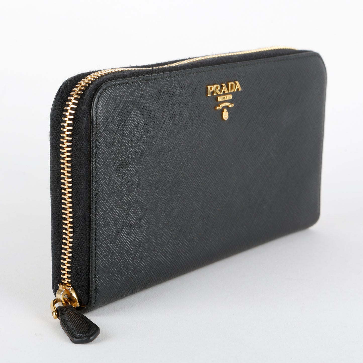 Zip Around Wallet, Black Saffiano