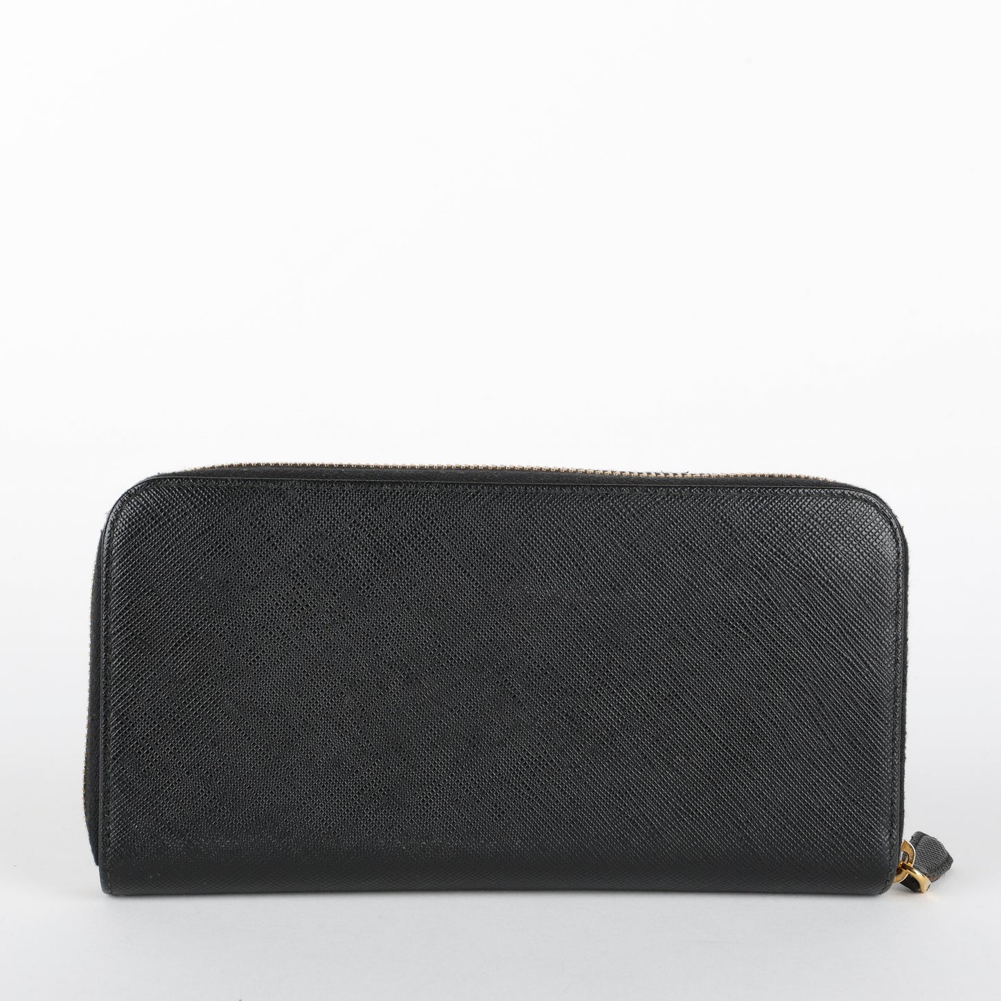 Zip Around Wallet, Black Saffiano