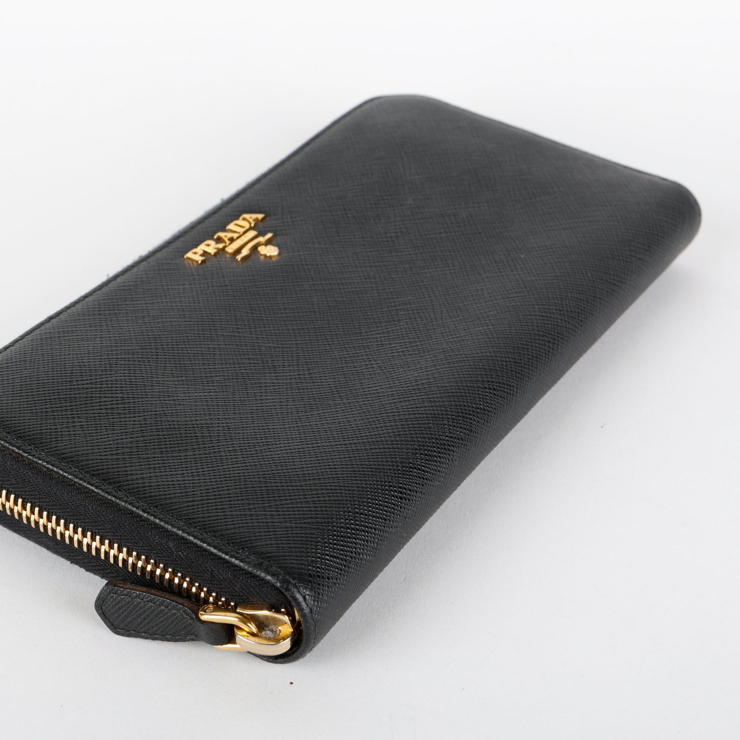 Zip Around Wallet, Black Saffiano