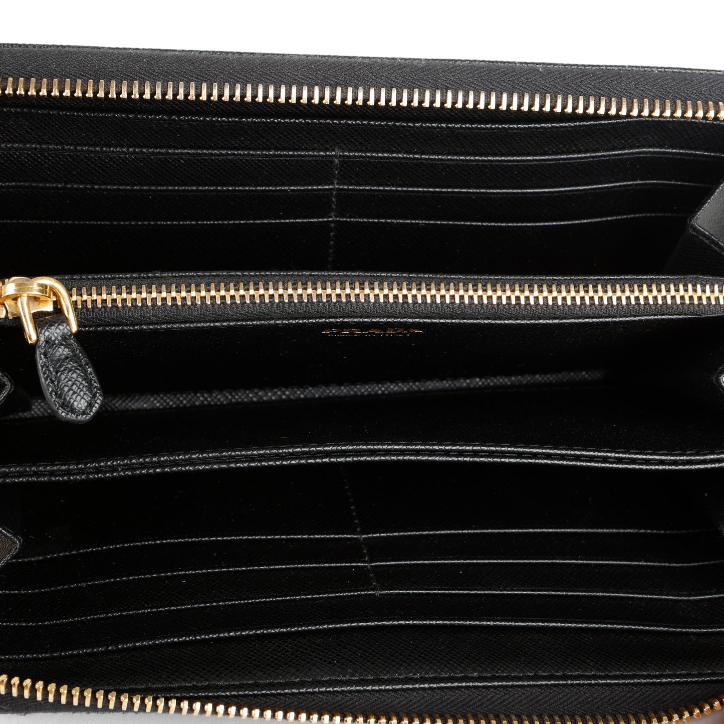 Zip Around Wallet, Black Saffiano