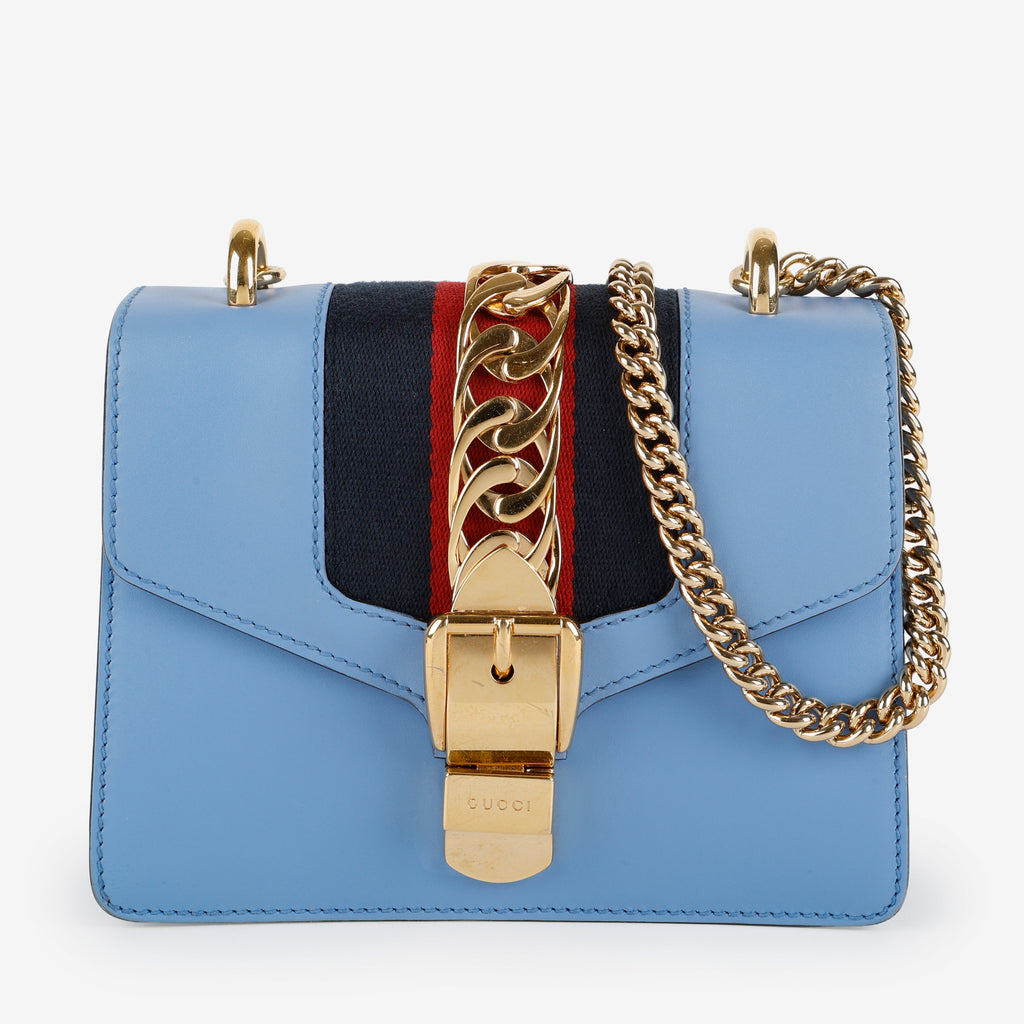 Mini Sylvie Chain Bag, Blue