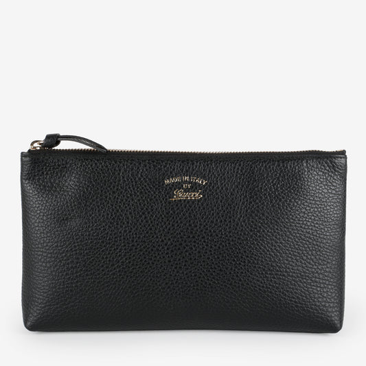 Swing Zipped Pouch, Black Calfskin