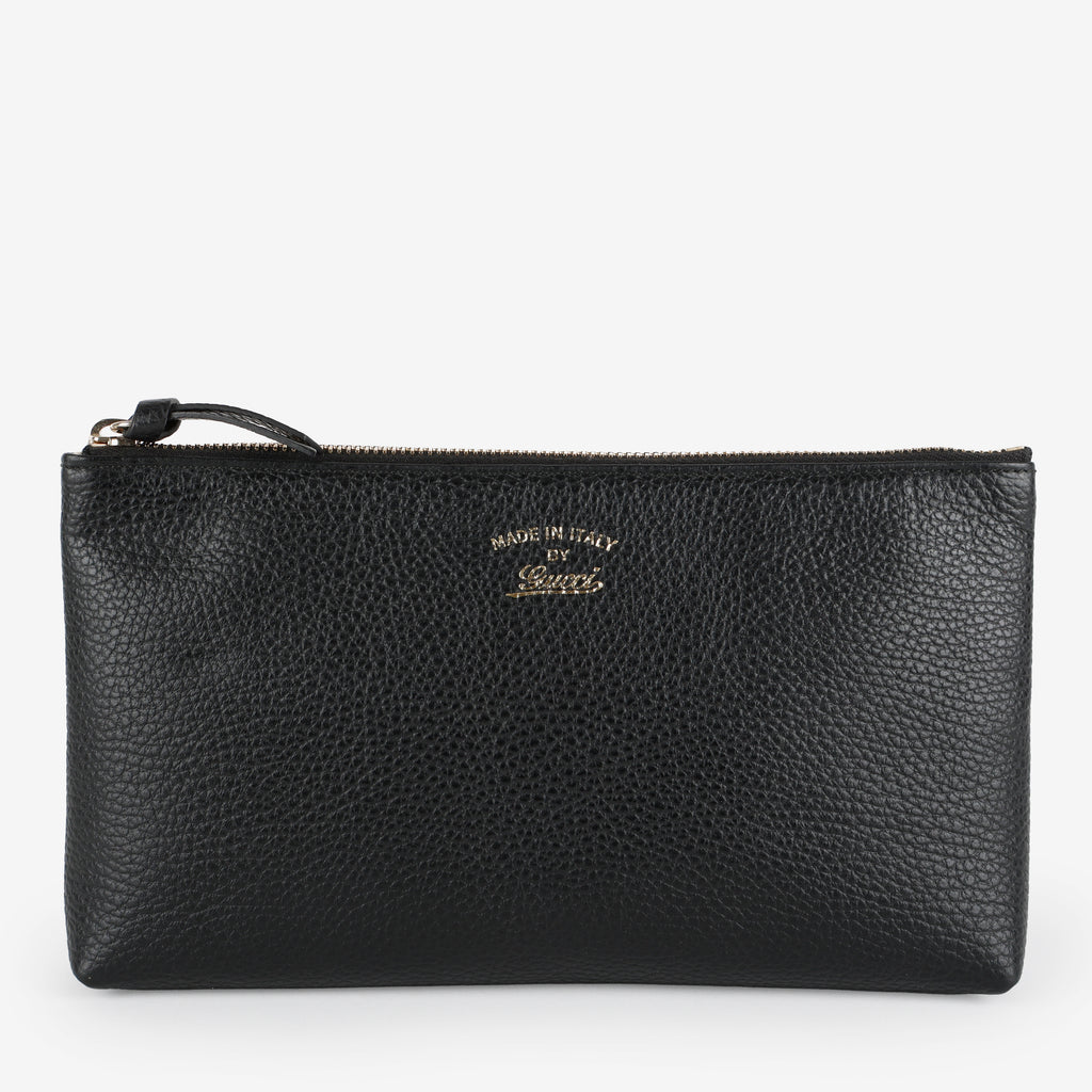 Swing Zipped Pouch, Black Calfskin