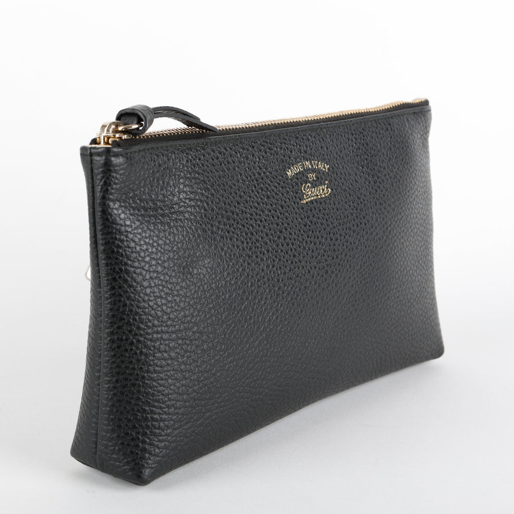 Swing Zipped Pouch, Black Calfskin