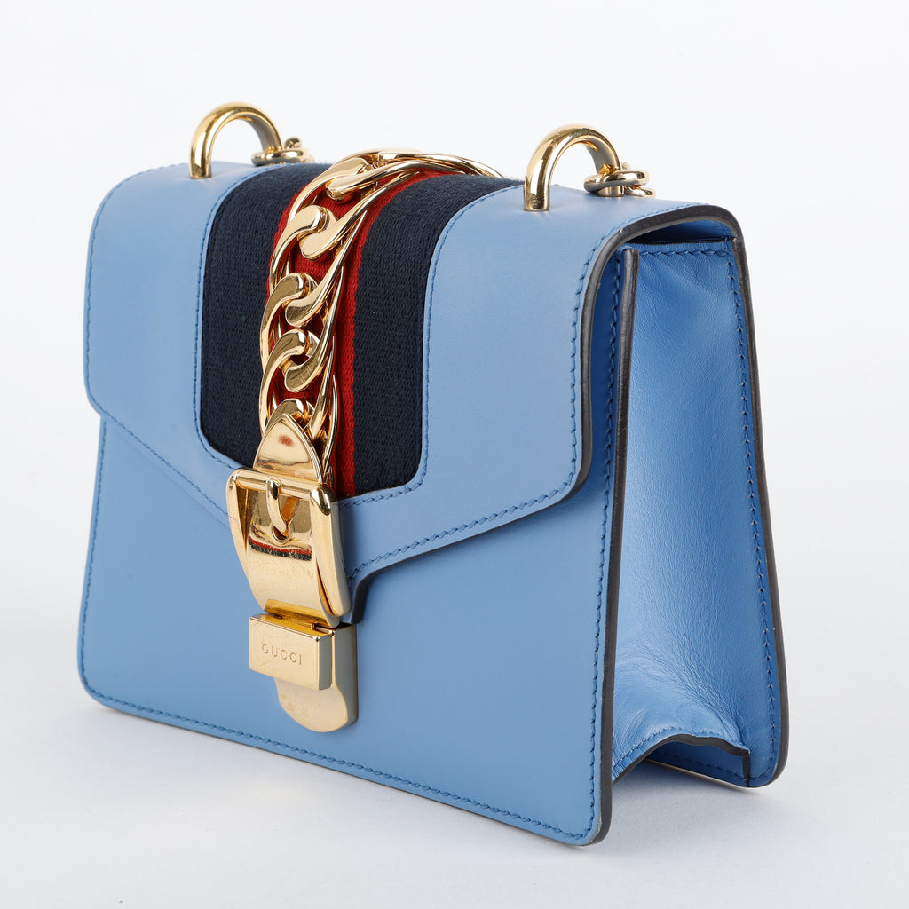 Mini Sylvie Chain Bag, Blue