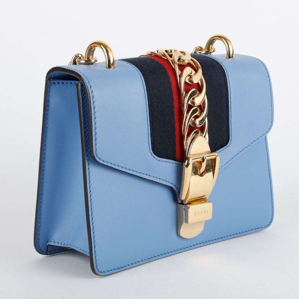 Mini Sylvie Chain Bag, Blue