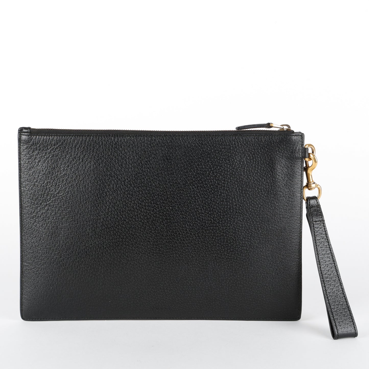 Textured Dollar Marmont Wristlet, Black Grained Calfskin