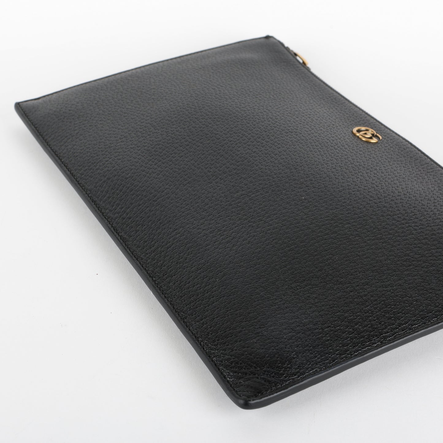 Textured Dollar Marmont Wristlet, Black Grained Calfskin