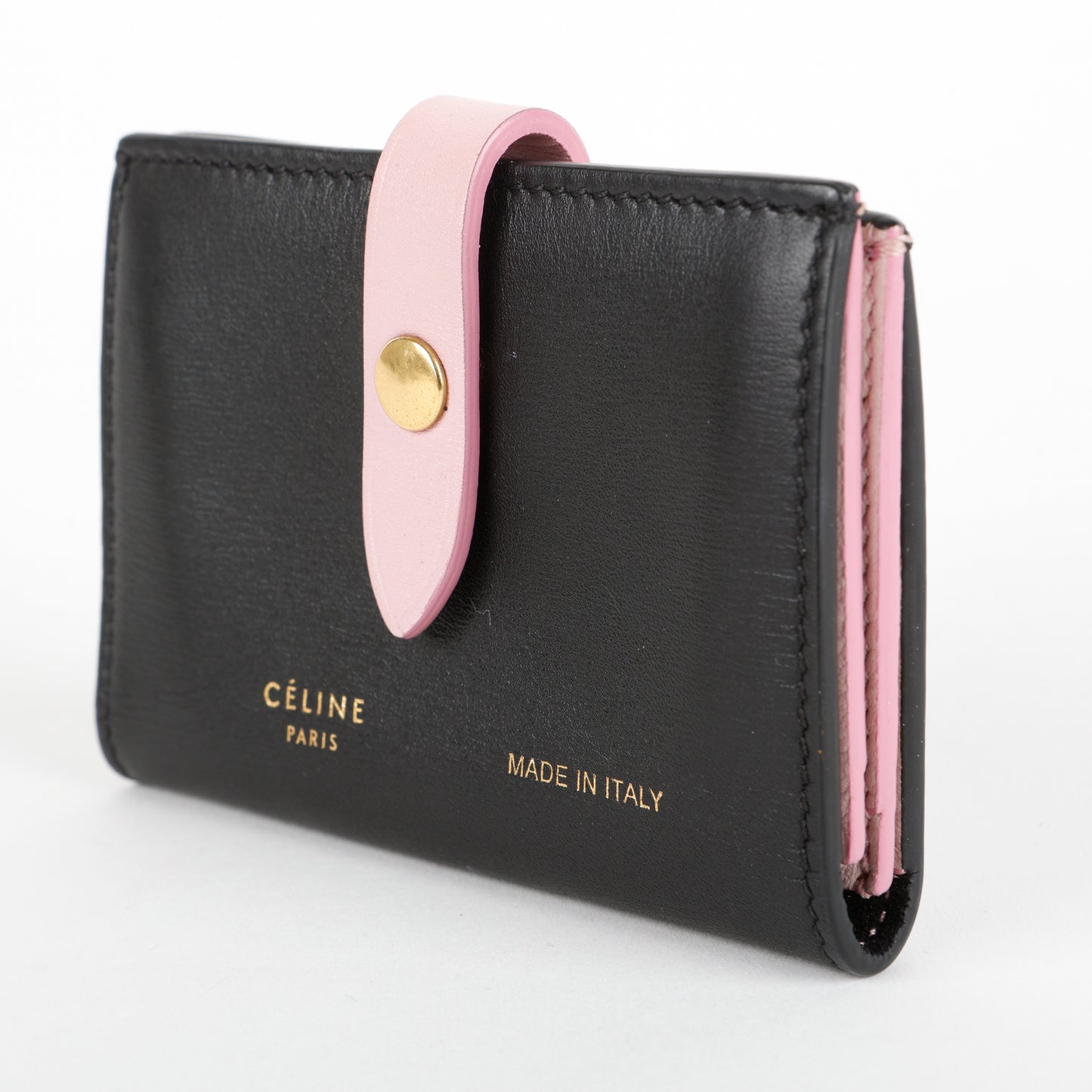 Snap Card Holder, Black/Pink