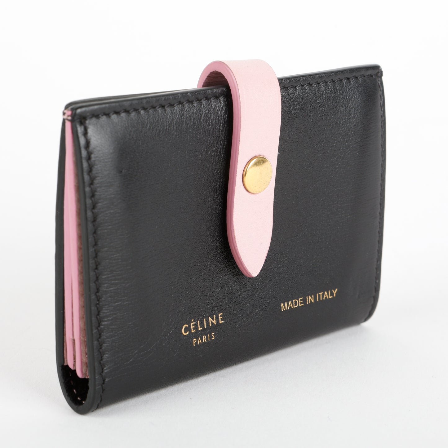 Snap Card Holder, Black/Pink