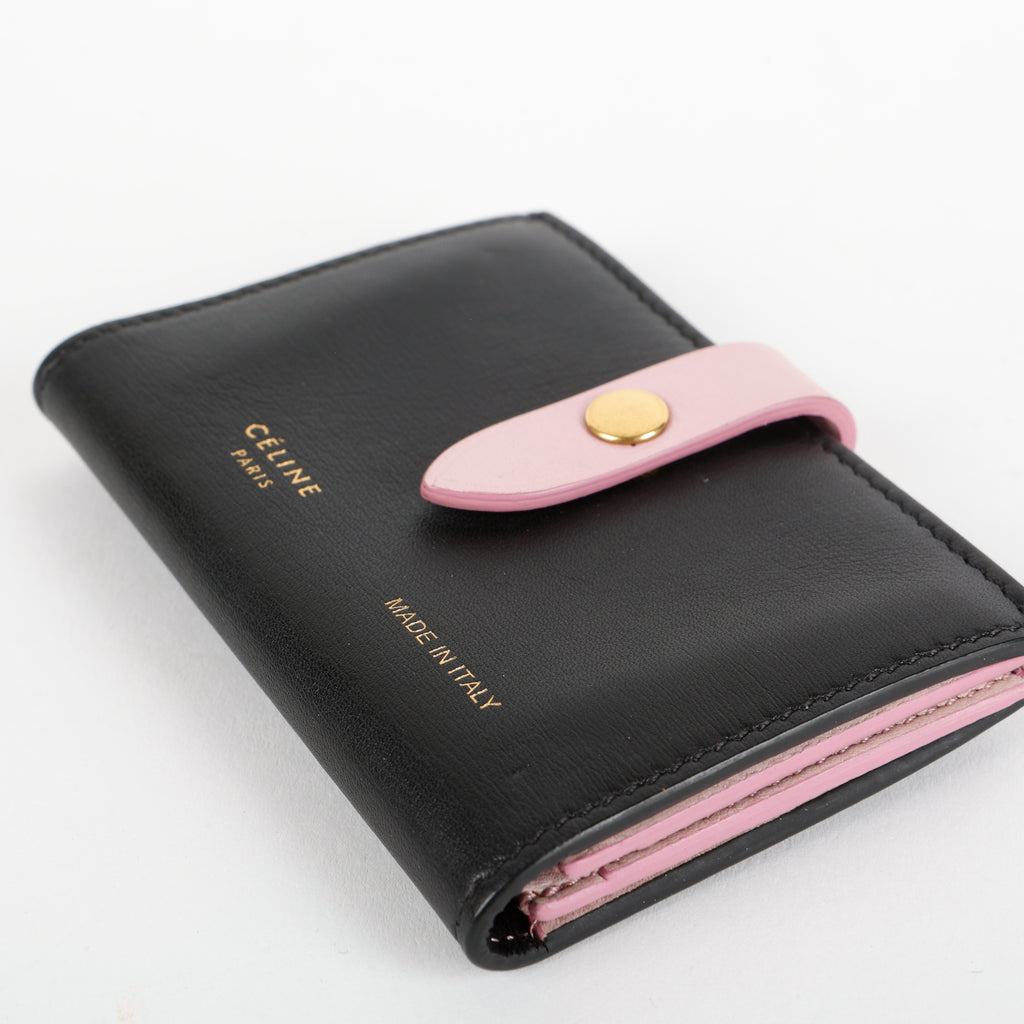 Snap Card Holder, Black/Pink