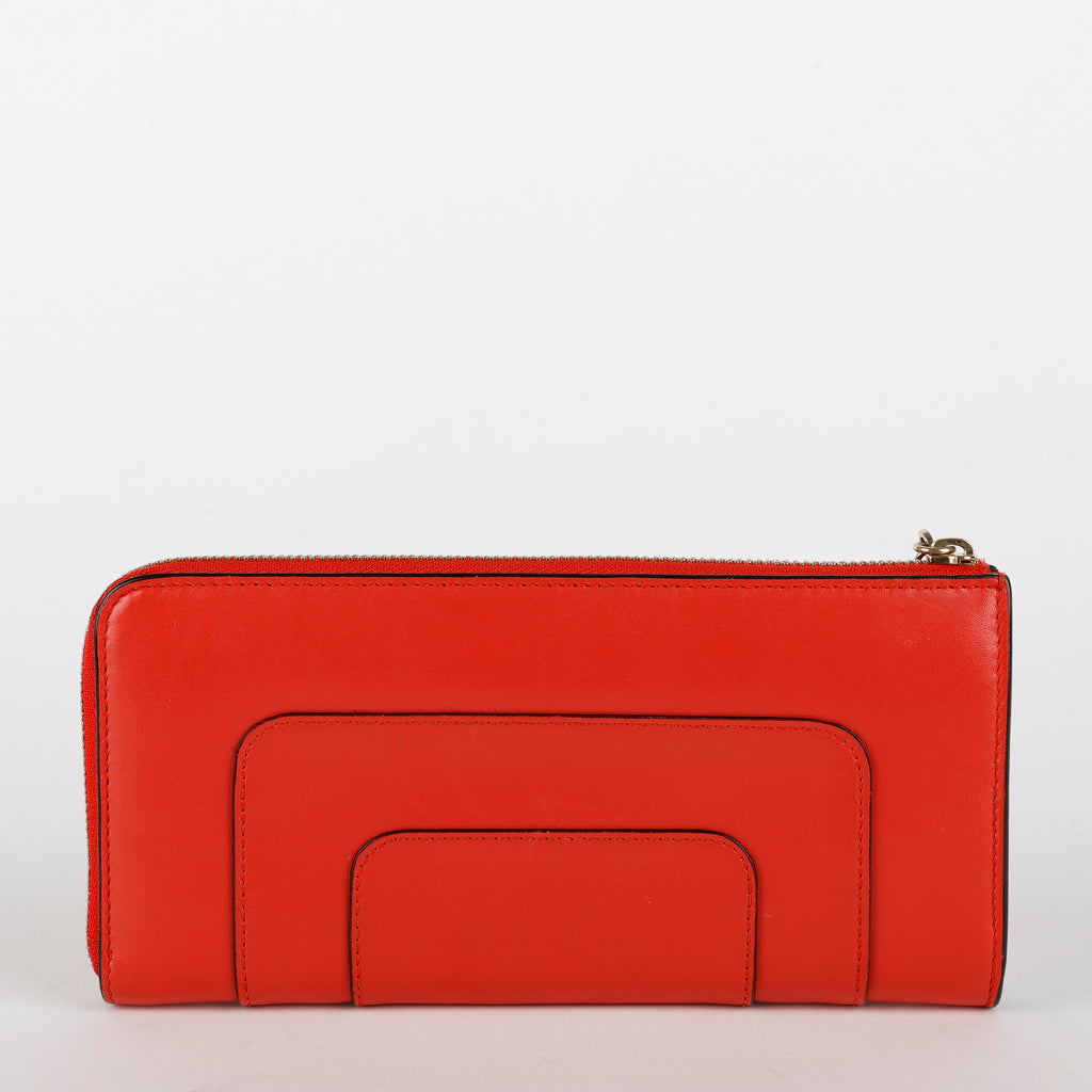 Serpenti Long Zip Around Wallet, Red Smooth Calfskin