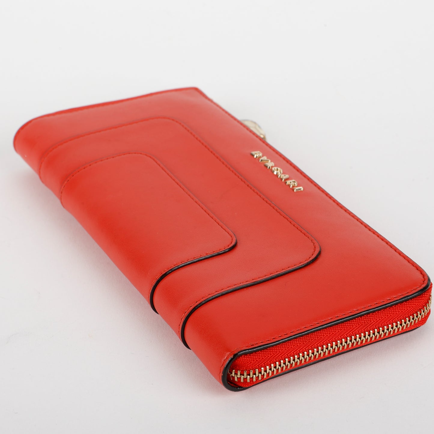 Serpenti Long Zip Around Wallet, Red Smooth Calfskin