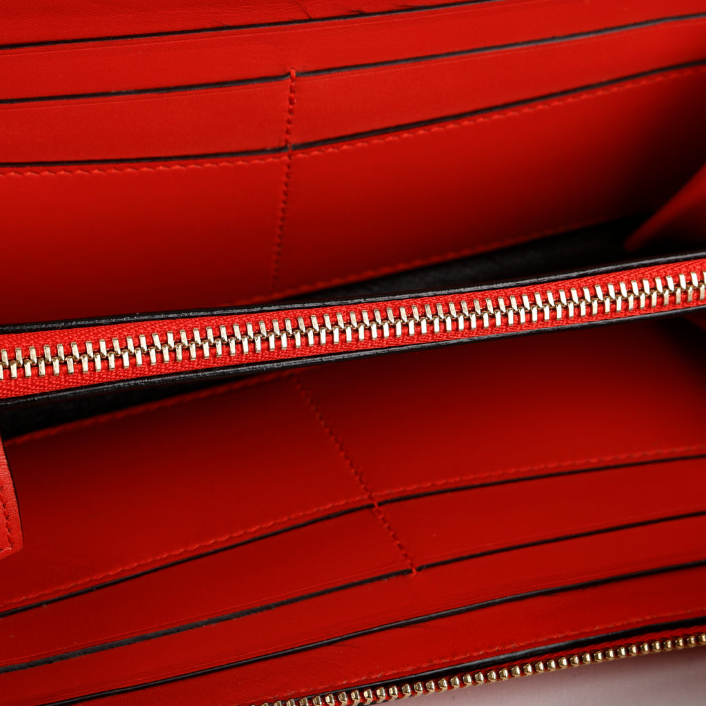 Serpenti Long Zip Around Wallet, Red Smooth Calfskin