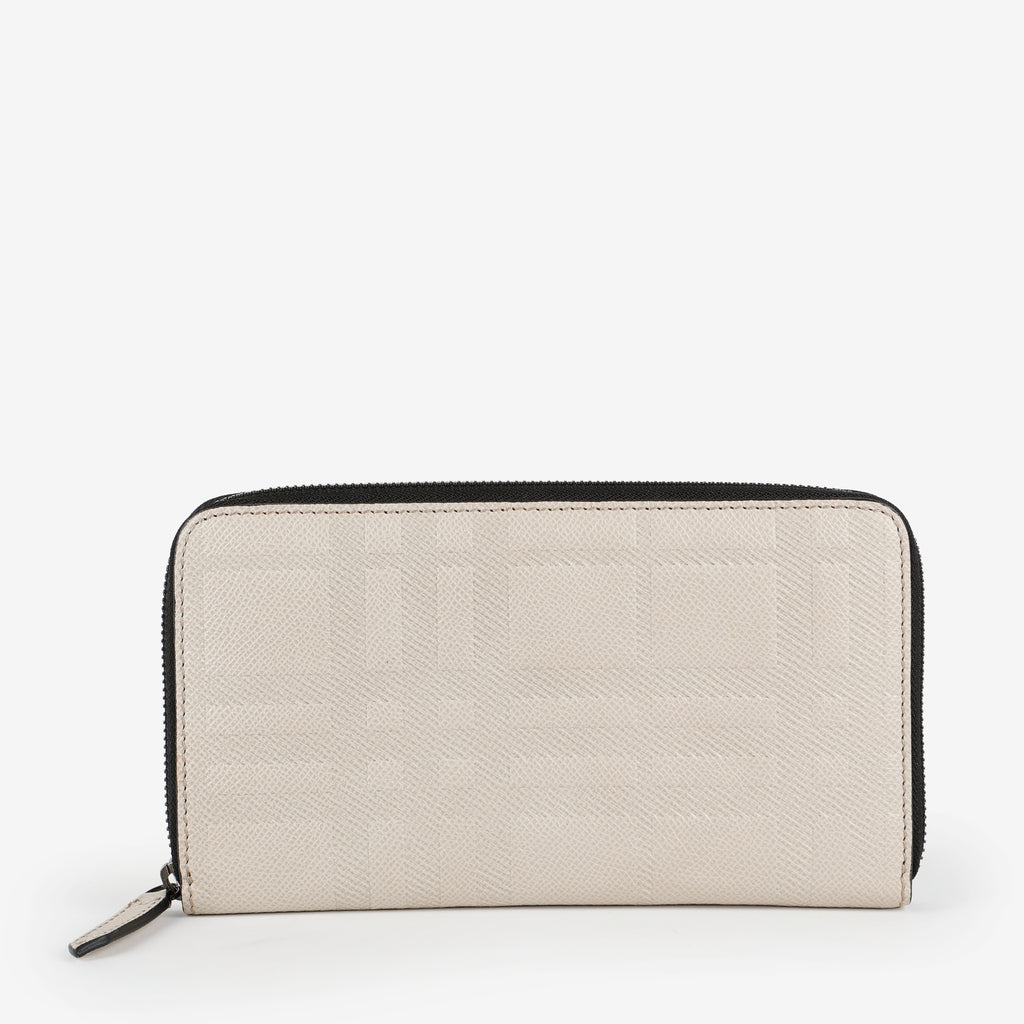Embossed Zip Around Travel Wallet, Cream