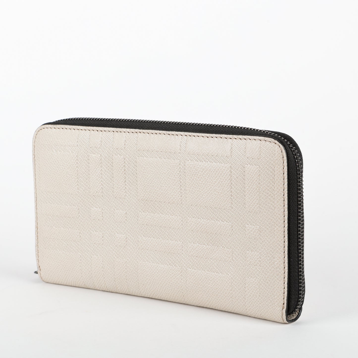 Embossed Zip Around Travel Wallet, Cream