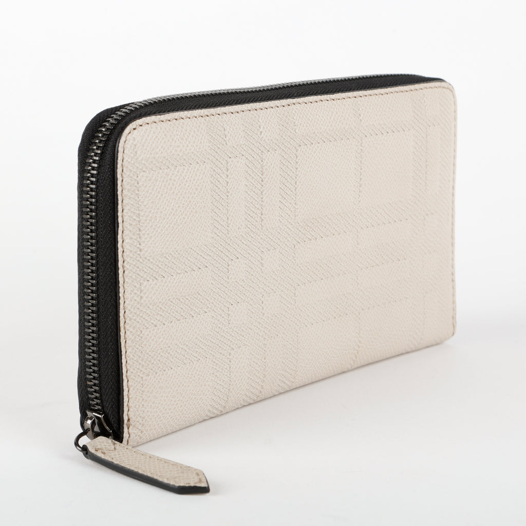 Embossed Zip Around Travel Wallet, Cream