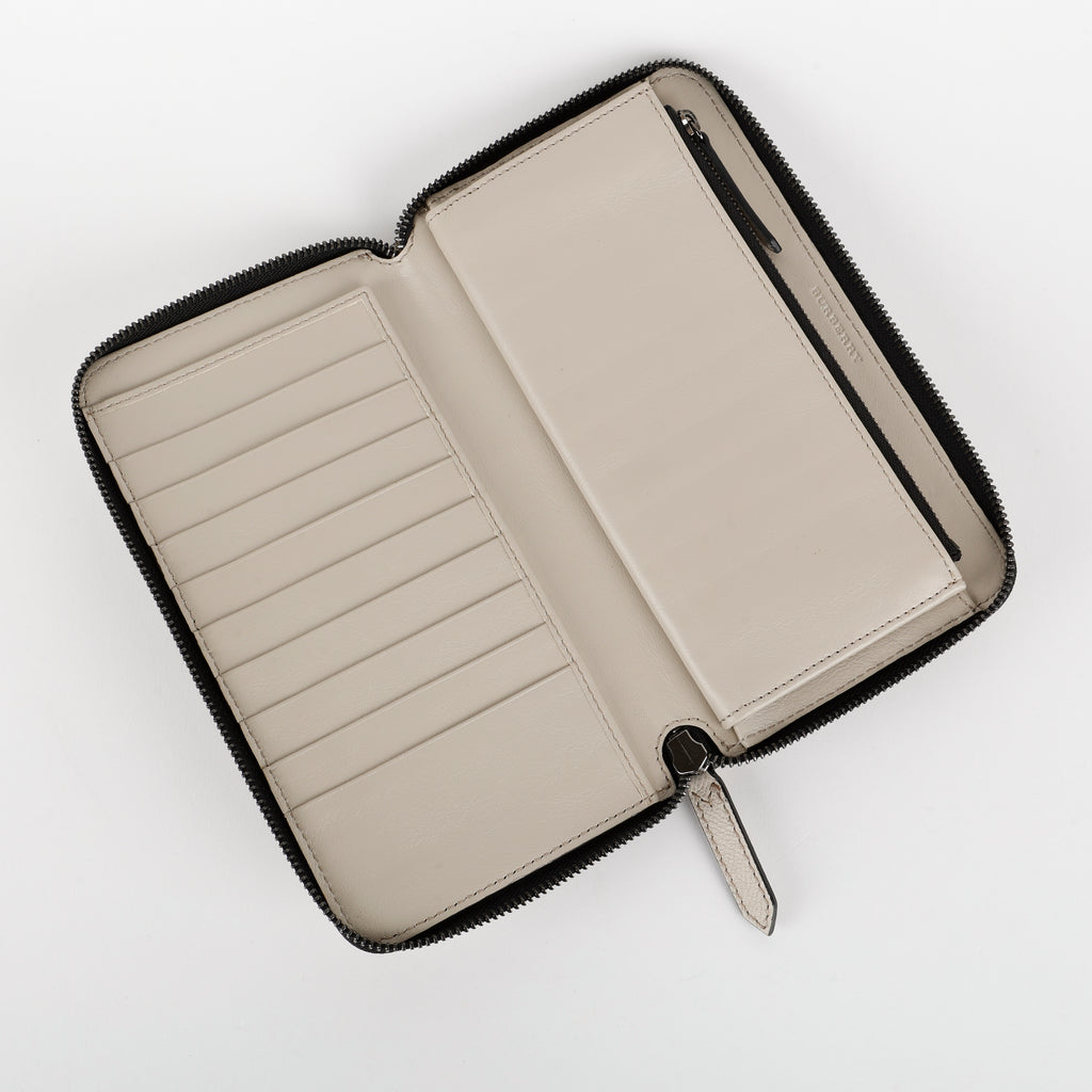 Embossed Zip Around Travel Wallet, Cream
