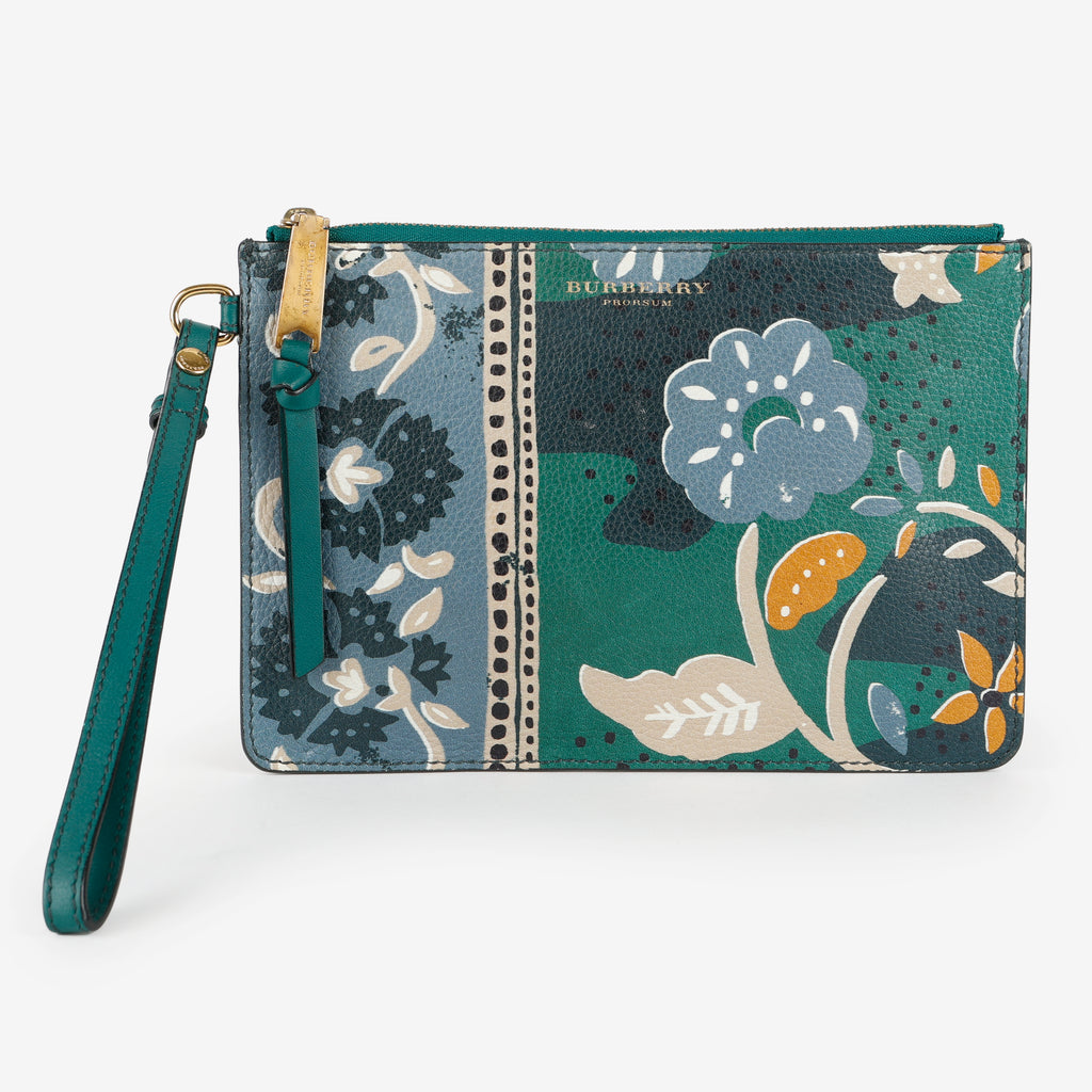 Prorsum Floral Zipped Wristlet, Green