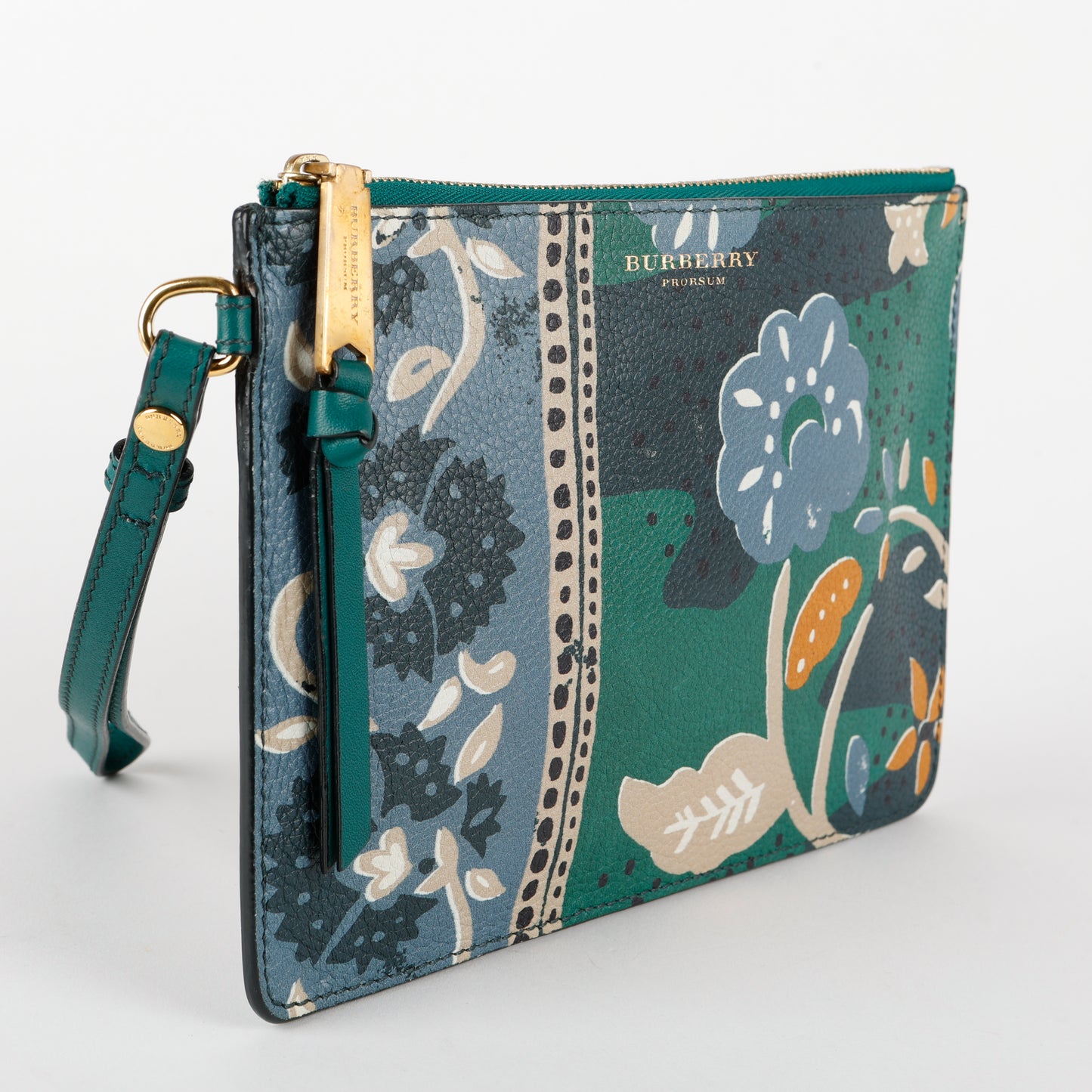 Prorsum Floral Zipped Wristlet, Green