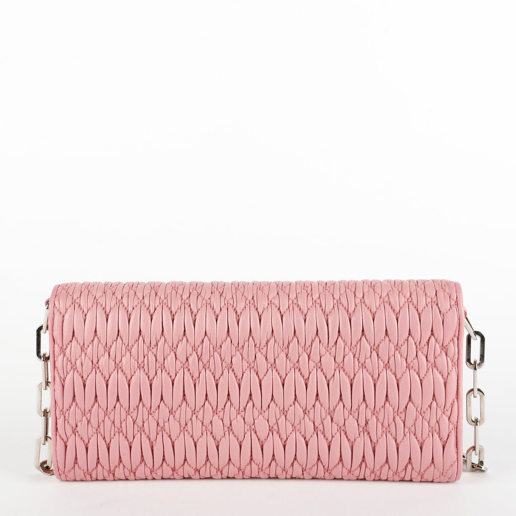 Crystal Flower Matelasse Wallet on Chain, Pink SHW
