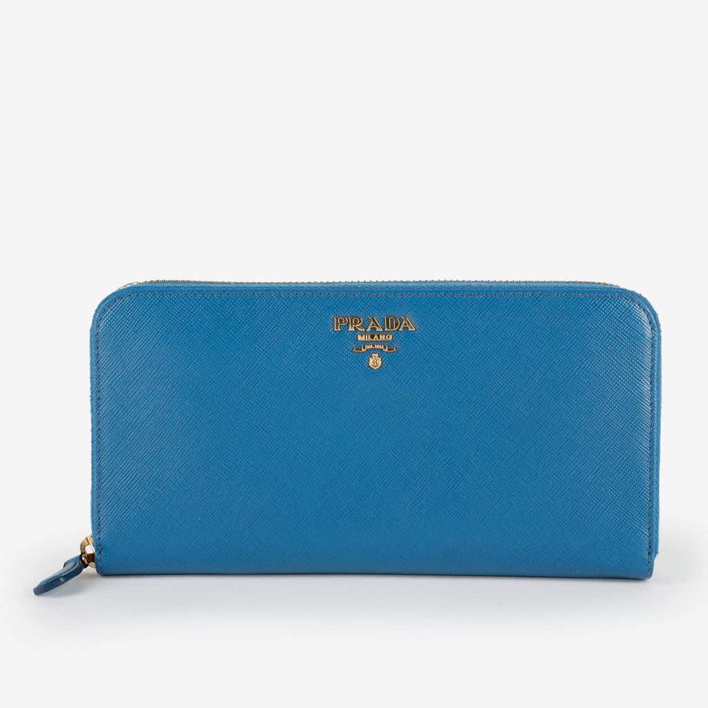 Zip Around Wallet, Cobalt Blue Saffiano