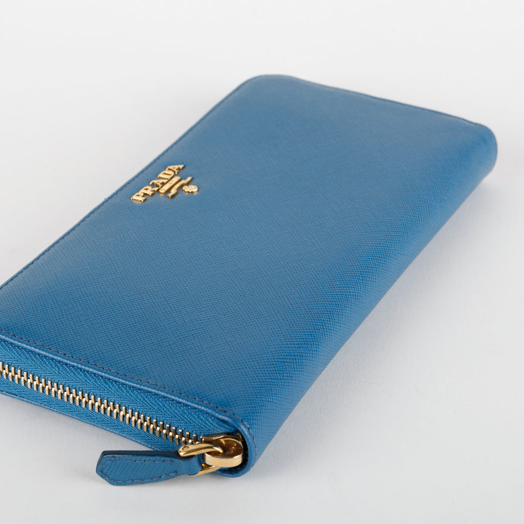 Zip Around Wallet, Cobalt Blue Saffiano