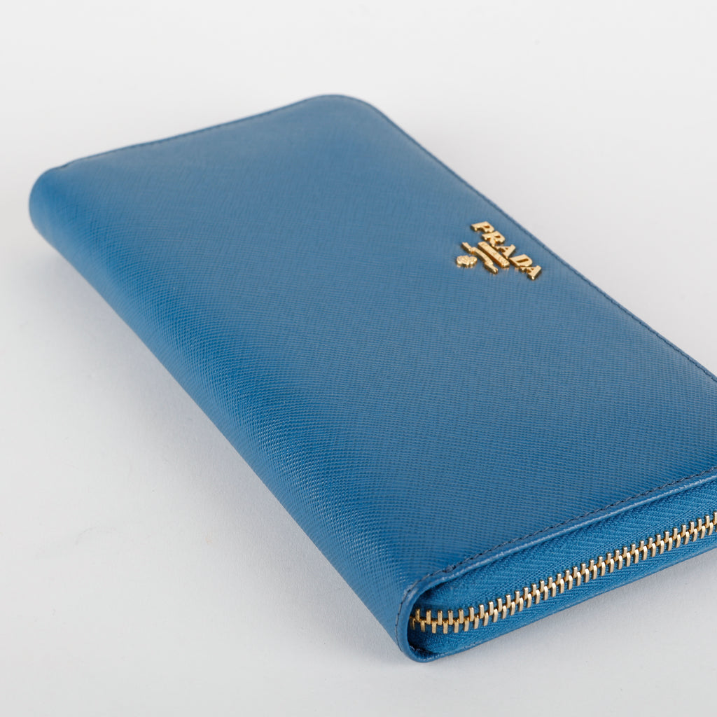 Zip Around Wallet, Cobalt Blue Saffiano