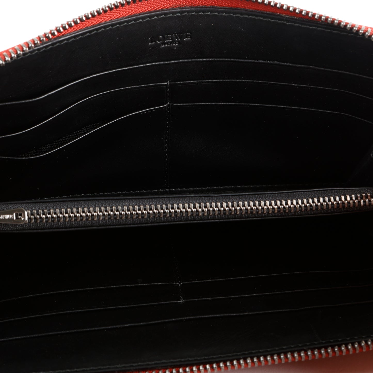 Floral Embossed Anagram Zip around Wallet, Red Calfskin