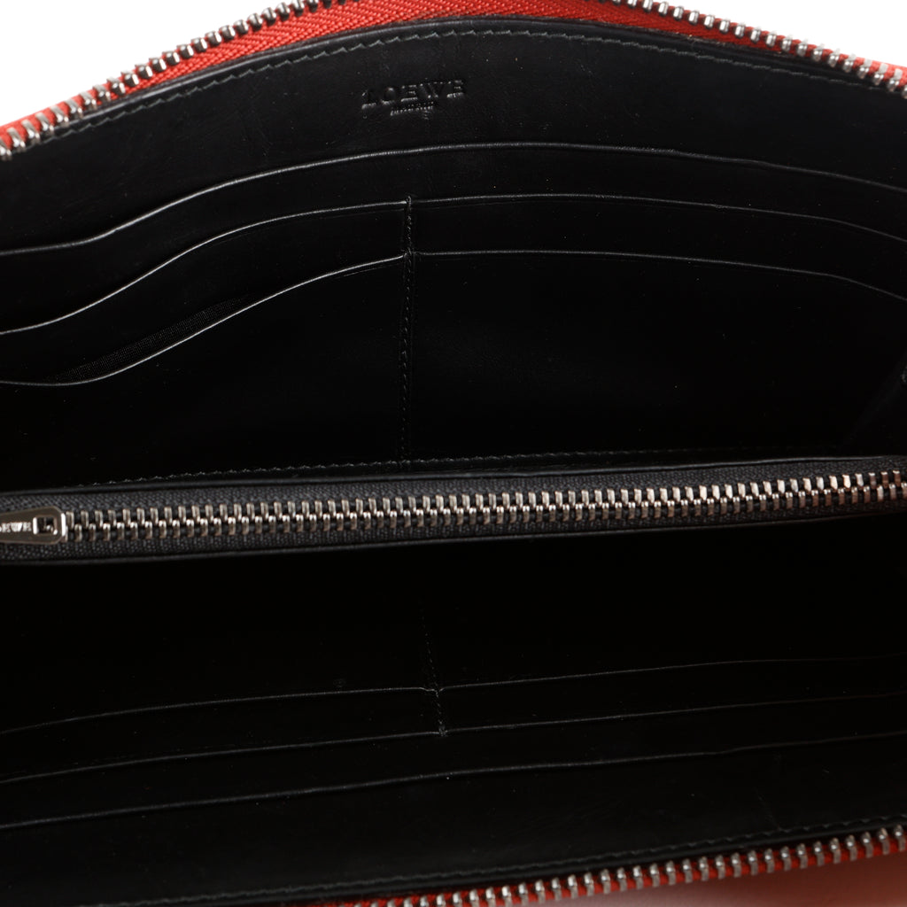 Floral Embossed Anagram Zip around Wallet, Red Calfskin