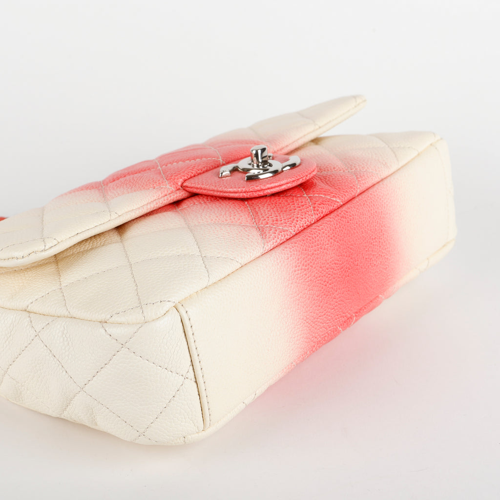 Medium Chain Flap Bag, Coral Pink and Cream Ombre Caviar