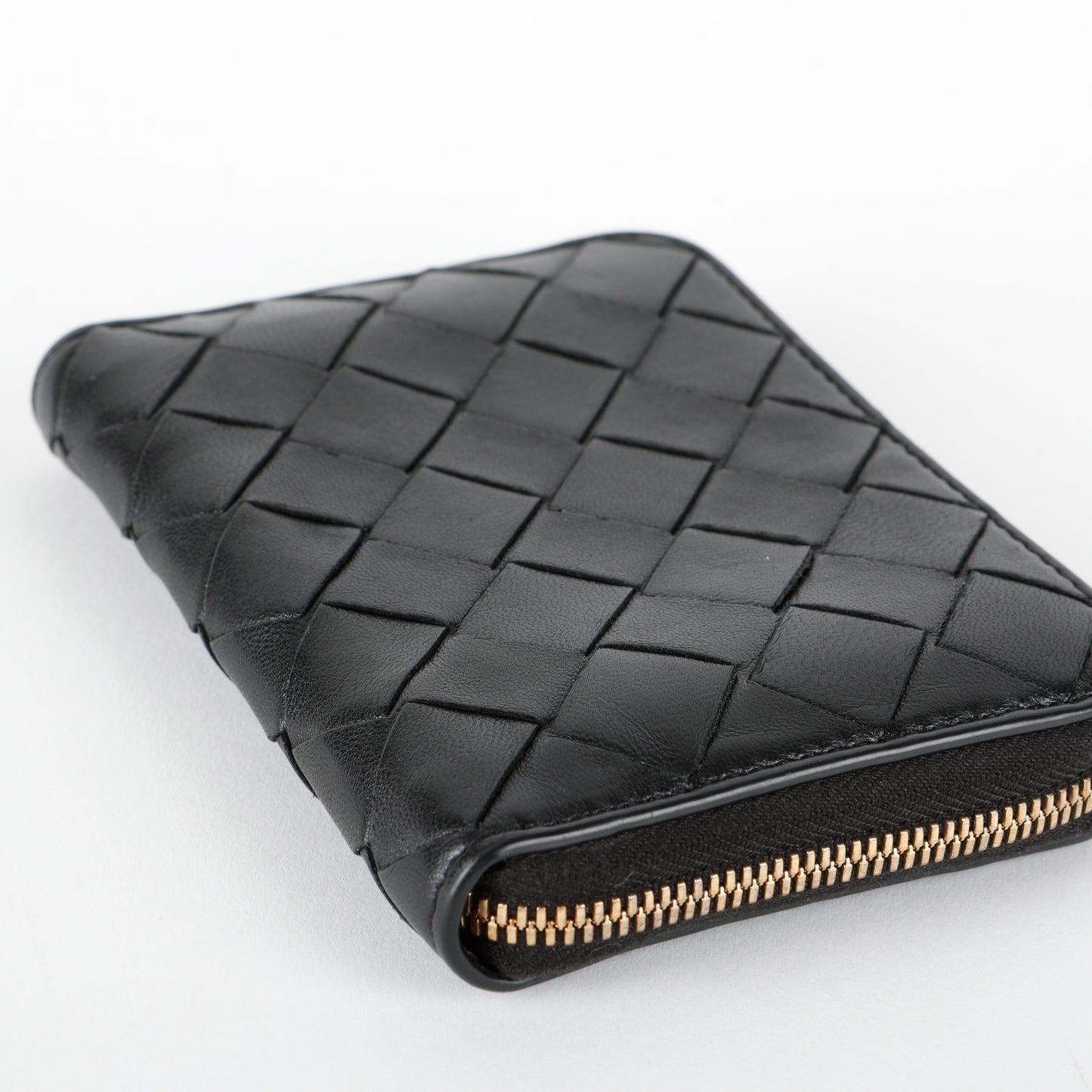 Zip Card Holder, Black Intrecciato