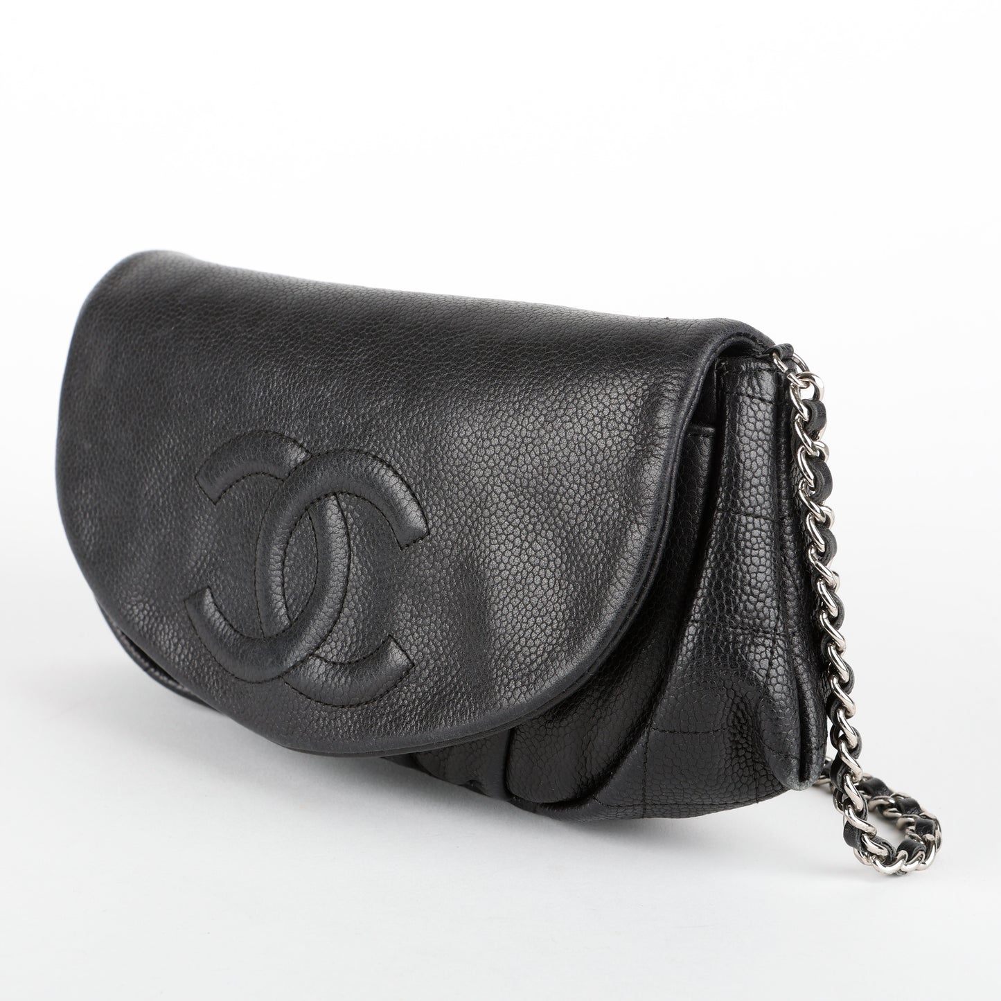 Half Moon Wallet On Chain, Black Caviar