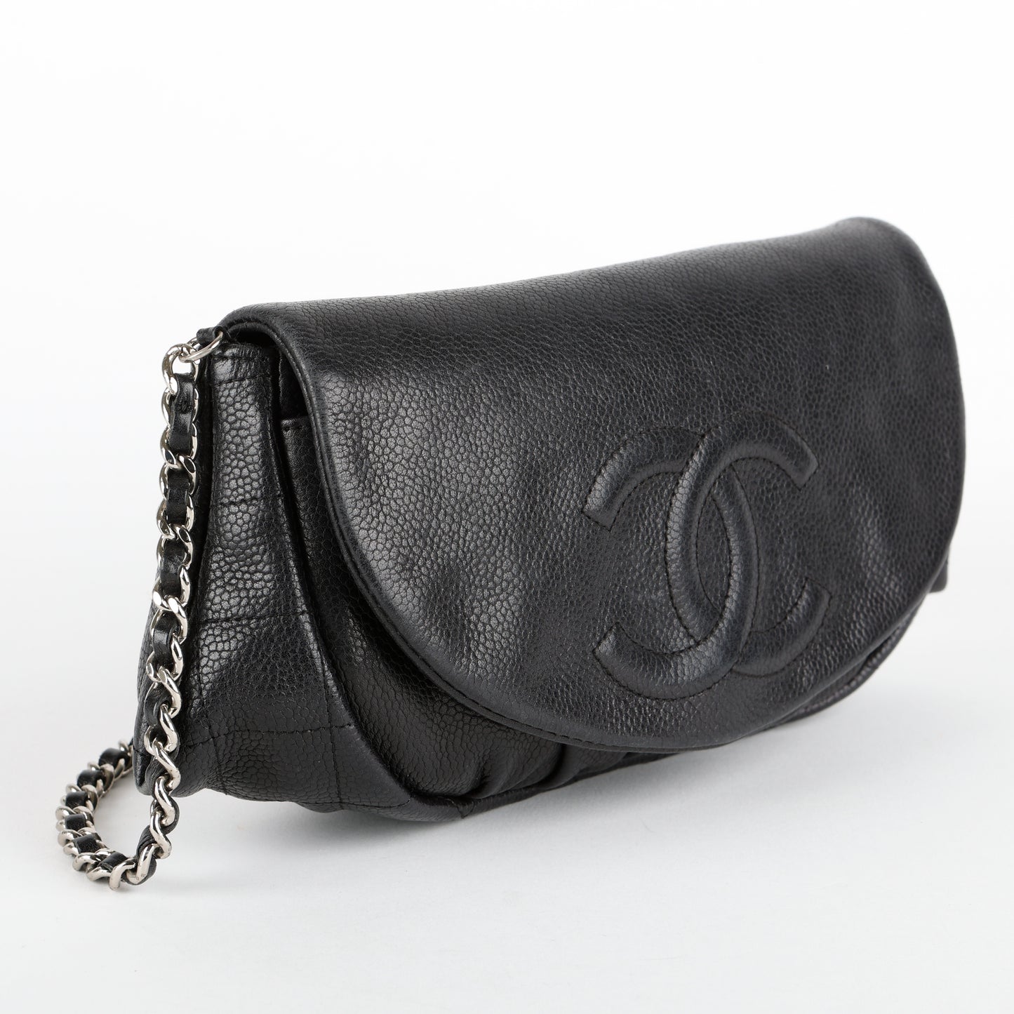 Half Moon Wallet On Chain, Black Caviar