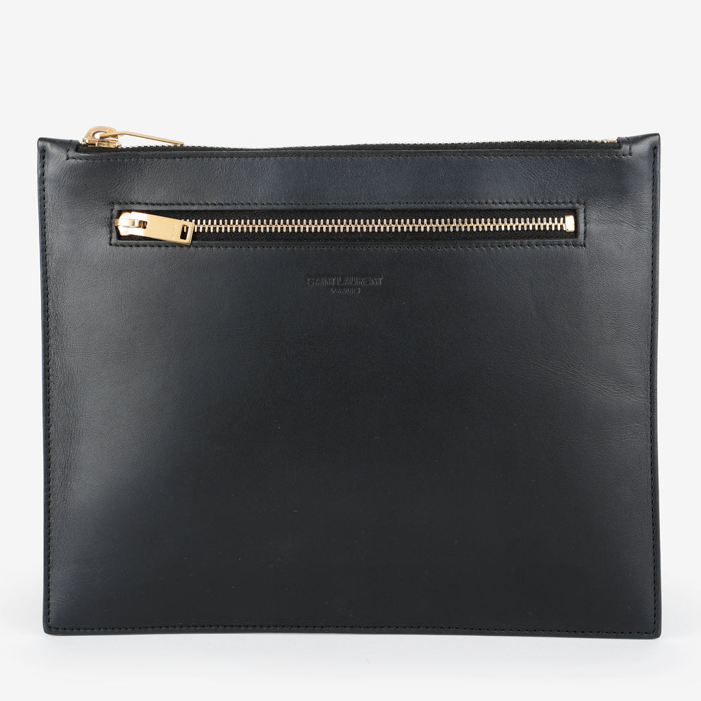 Double Zip Slim Pouch, Black