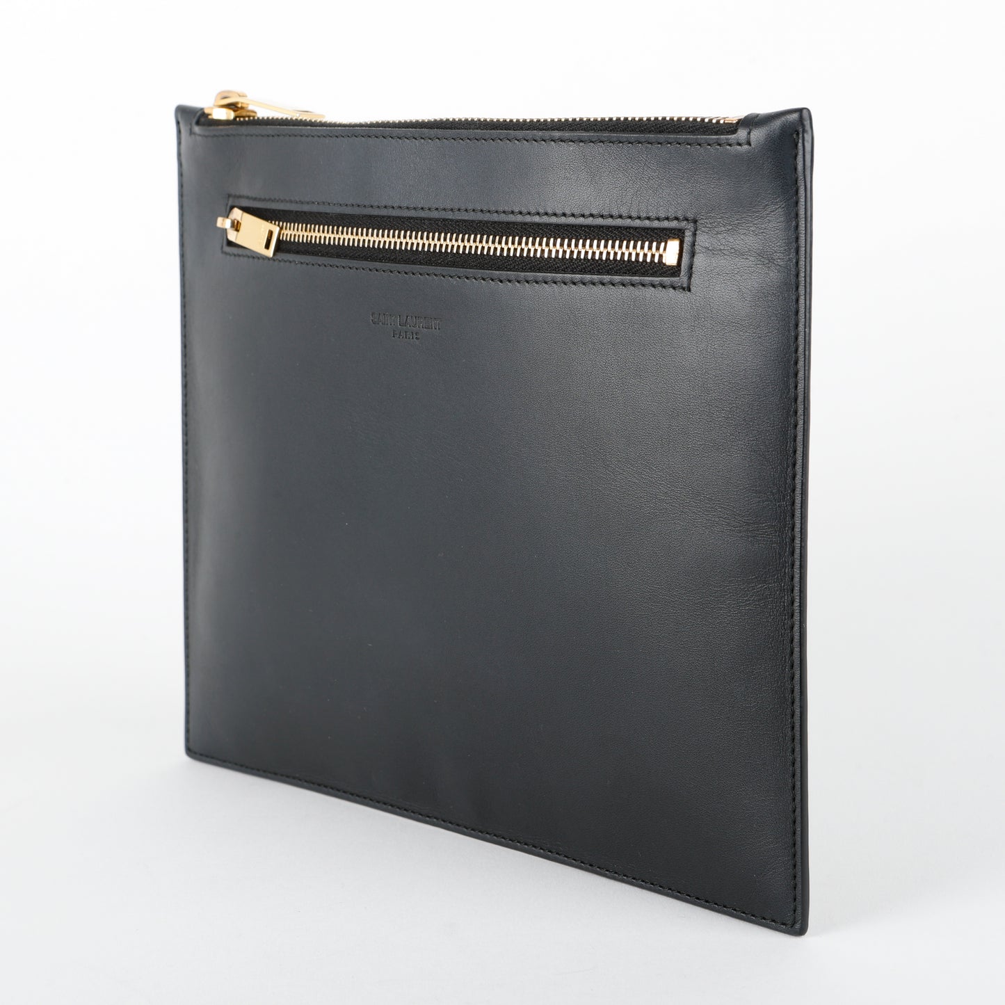 Double Zip Slim Pouch, Black