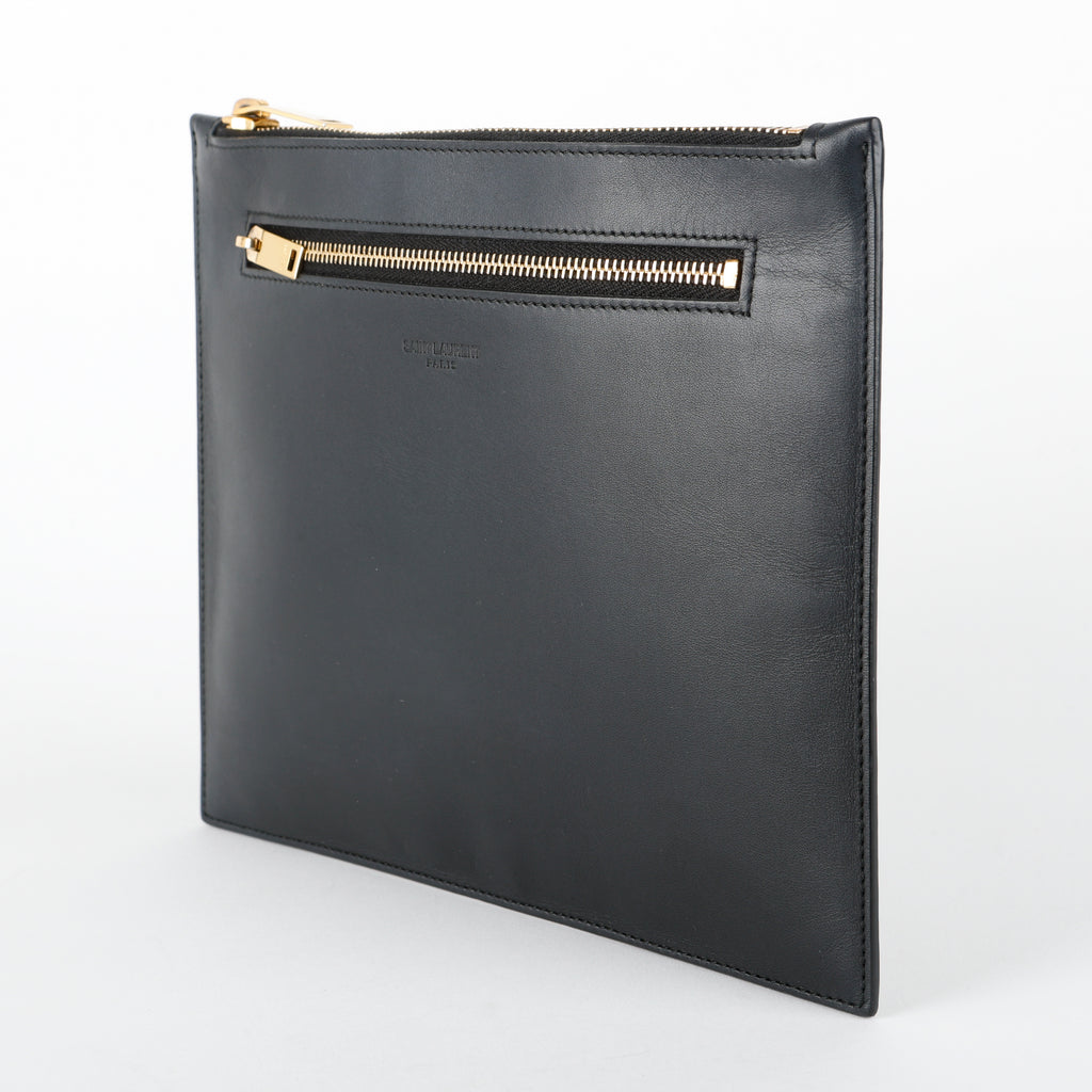 Double Zip Slim Pouch, Black