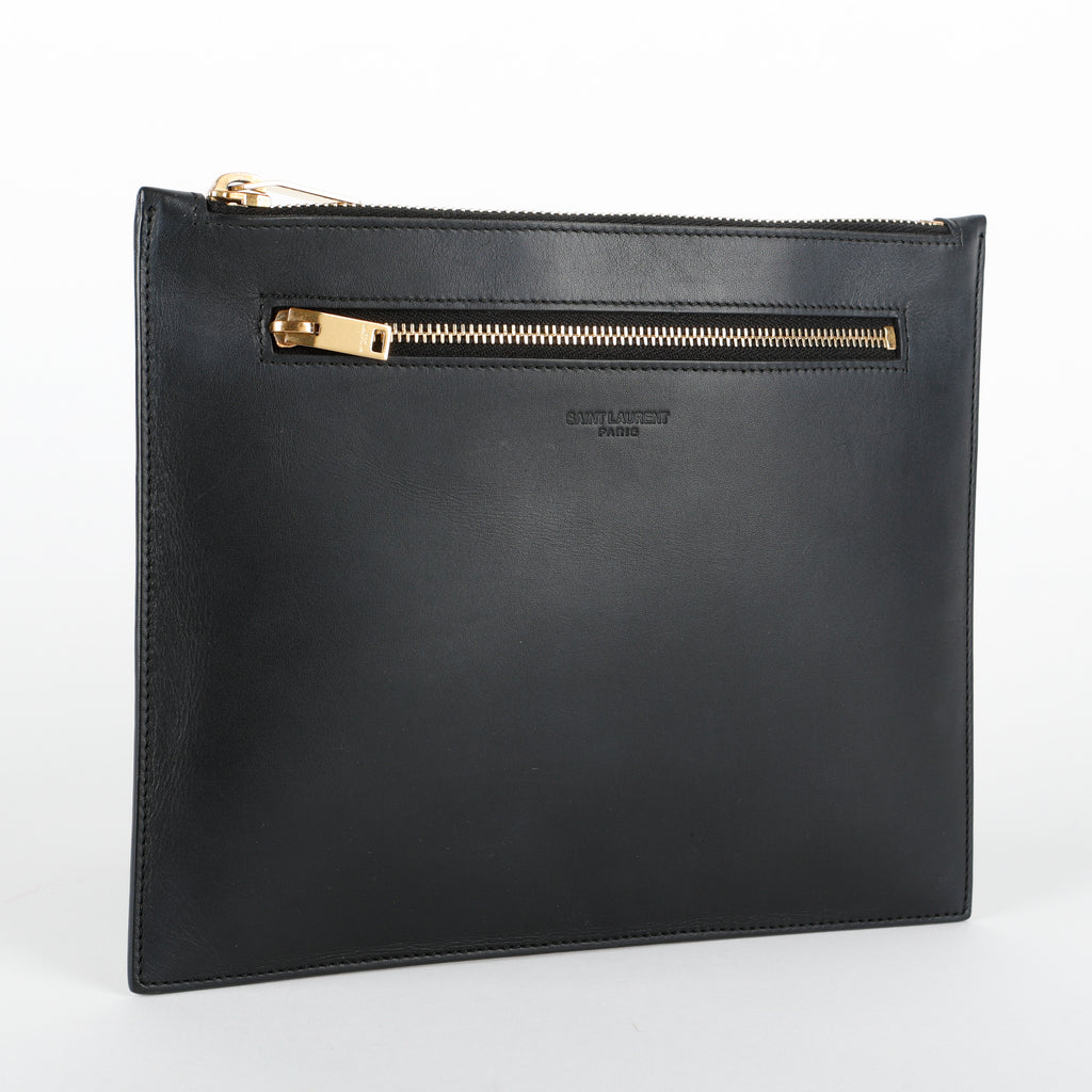 Double Zip Slim Pouch, Black