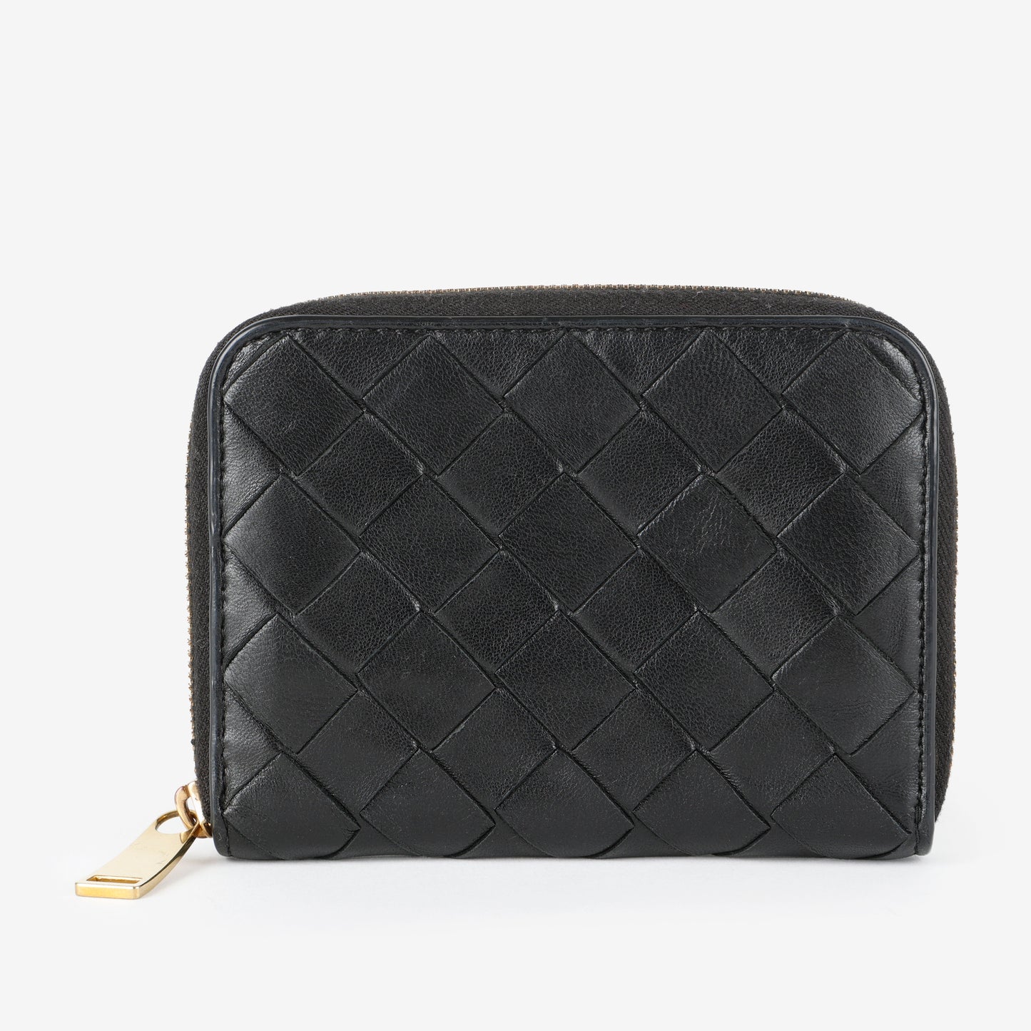 Zip Card Holder, Black Intrecciato