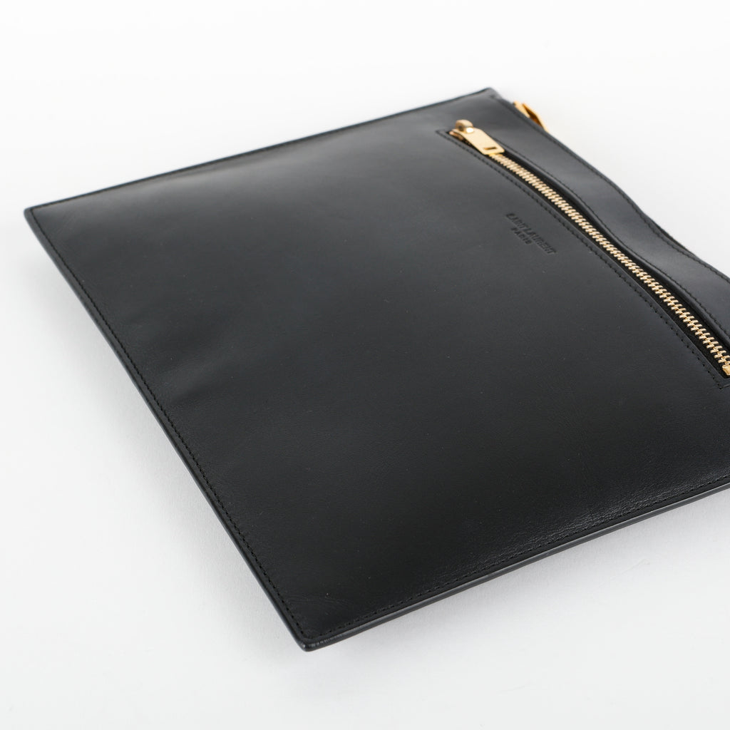 Double Zip Slim Pouch, Black