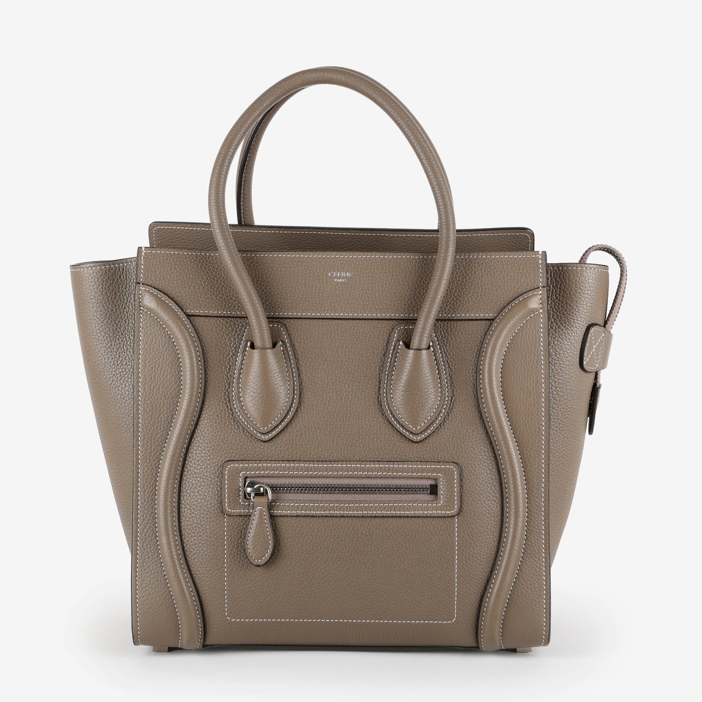 Mini Luggage Tote, Taupe Grained Calfskin
