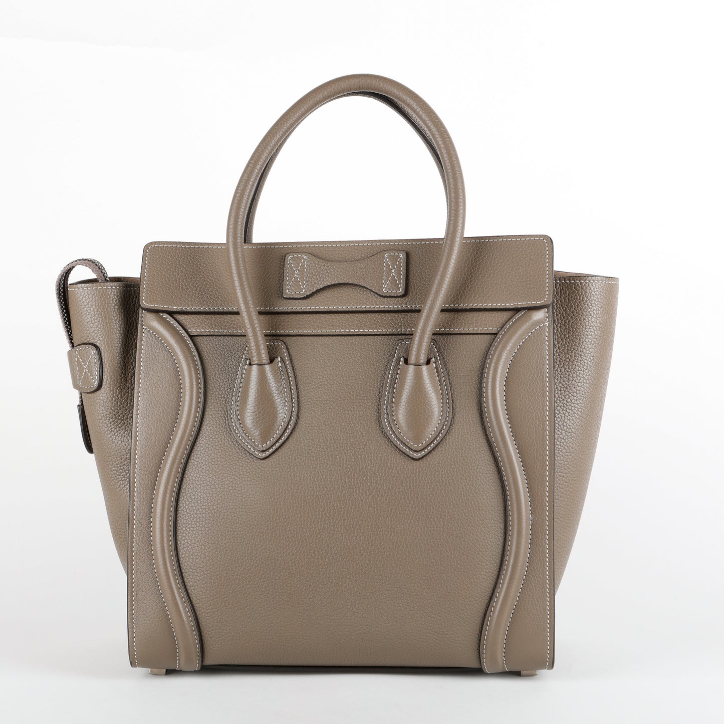 Mini Luggage Tote, Taupe Grained Calfskin