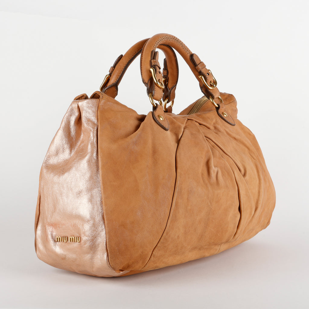 Large Matelasse Tote, Brown/Rose Gold (w/o strap)