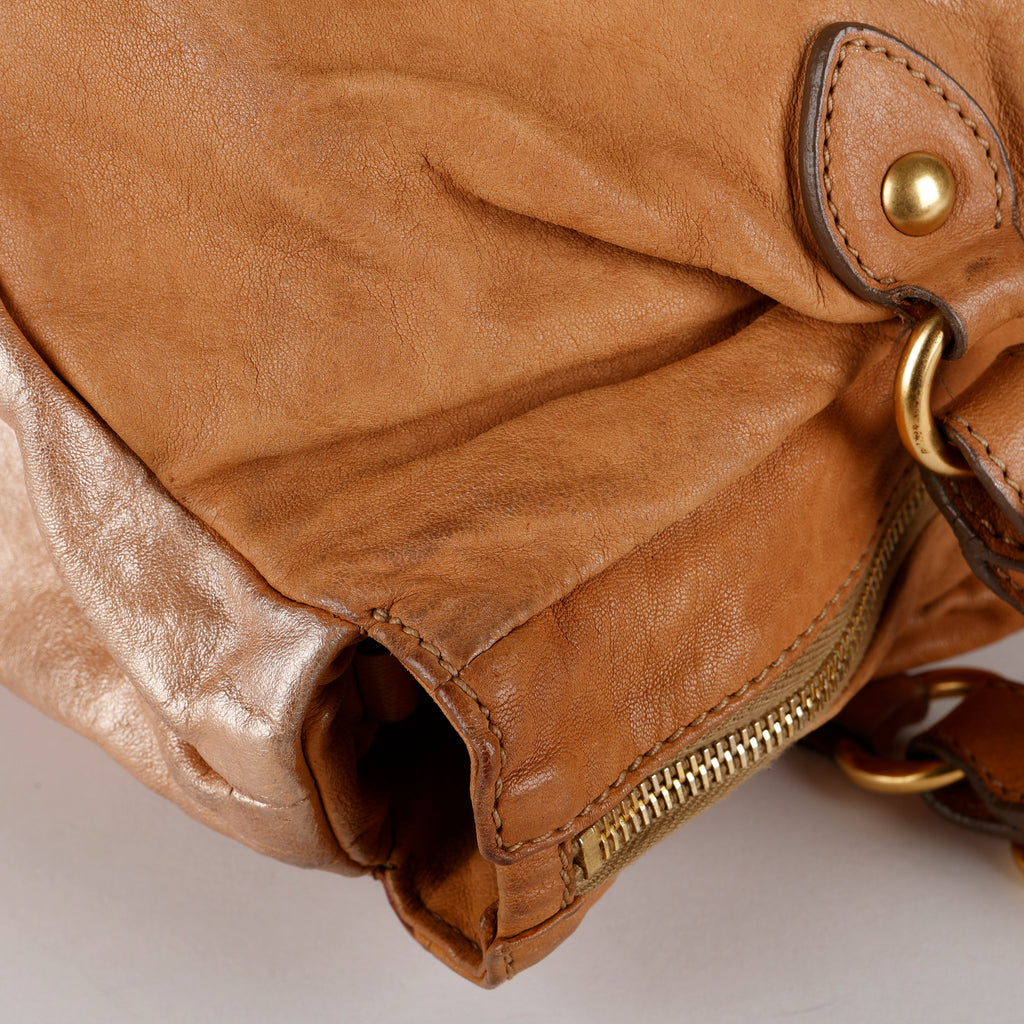 Large Matelasse Tote, Brown/Rose Gold (w/o strap)