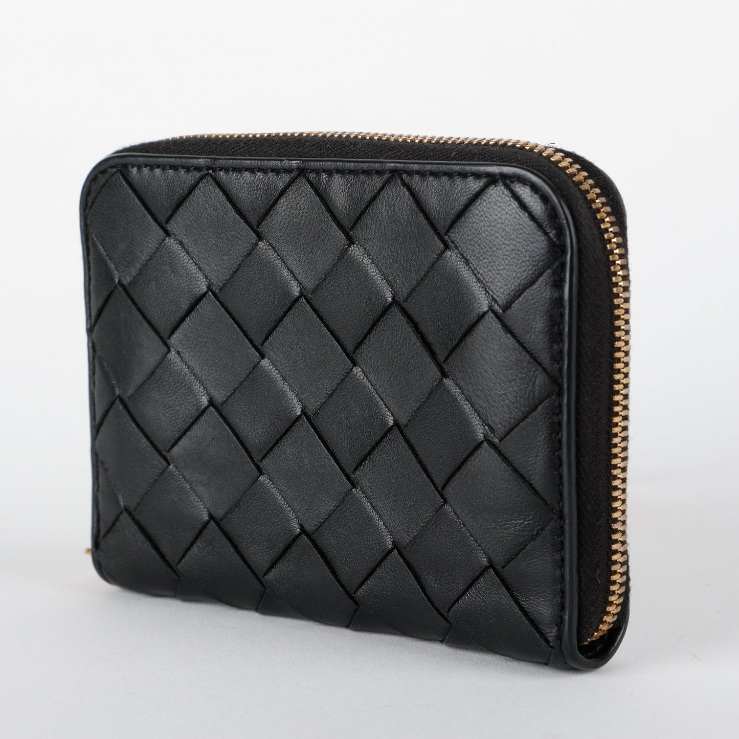Zip Card Holder, Black Intrecciato