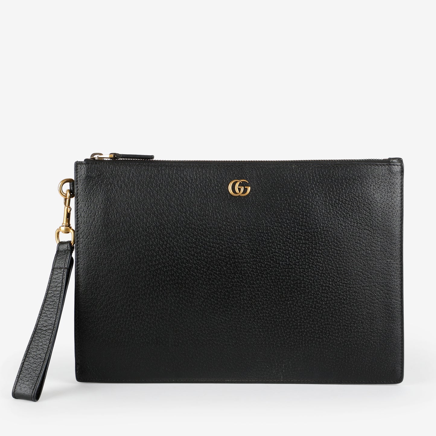 Marmont Zip Wristlet, Black Calfskin