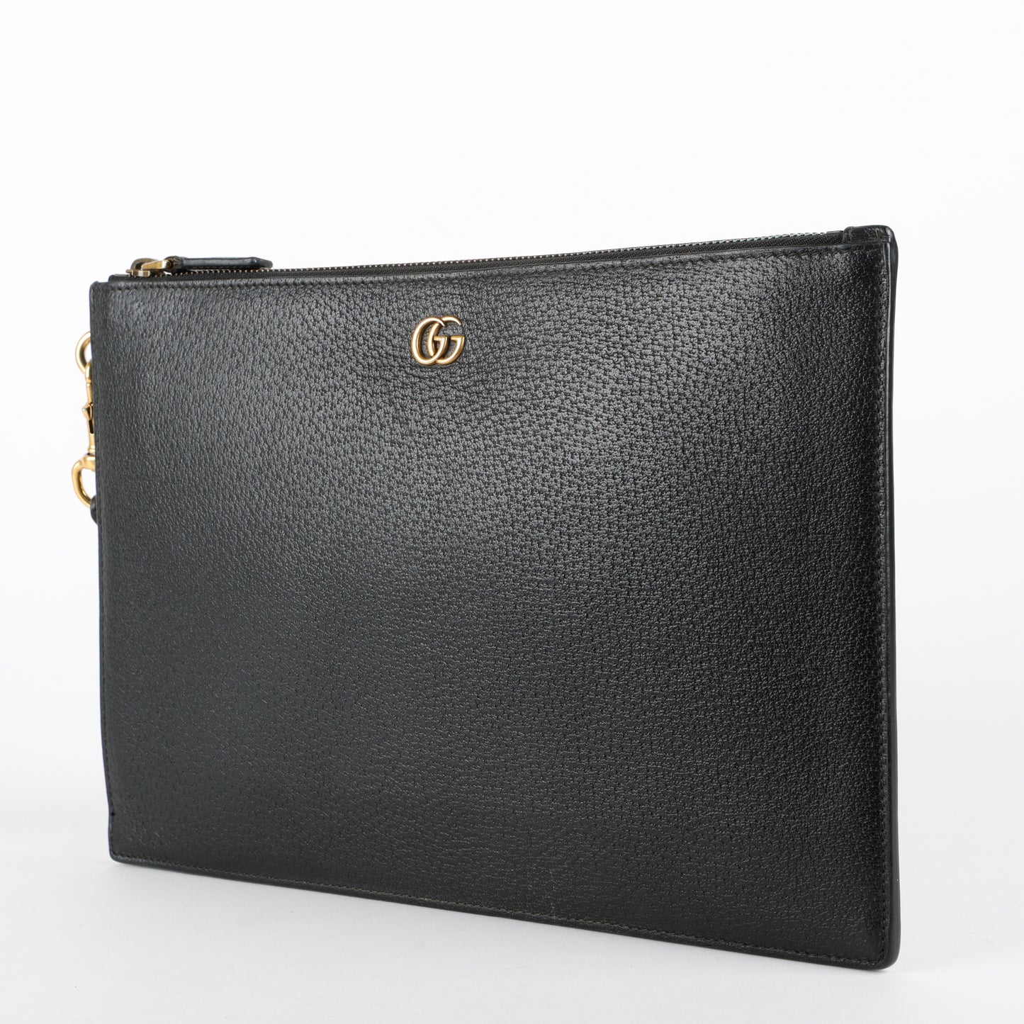 Marmont Zip Wristlet, Black Calfskin