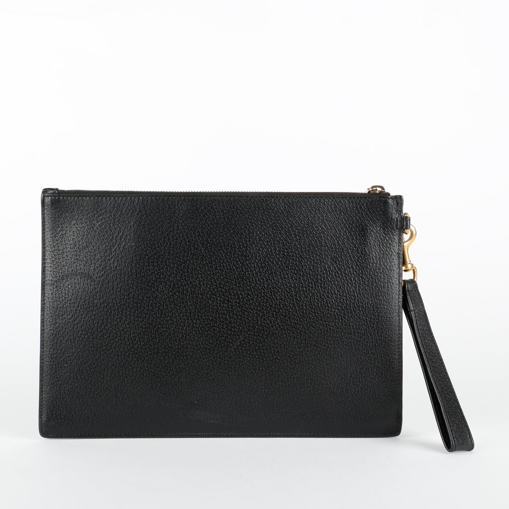 Marmont Zip Wristlet, Black Calfskin