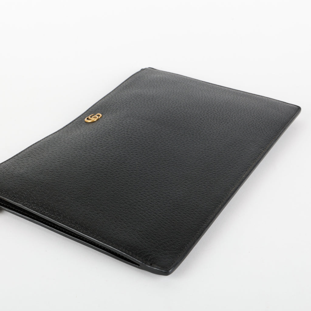 Marmont Zip Wristlet, Black Calfskin
